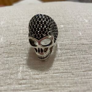Thomas Sabo Skull Ring with Black Pavé Accent